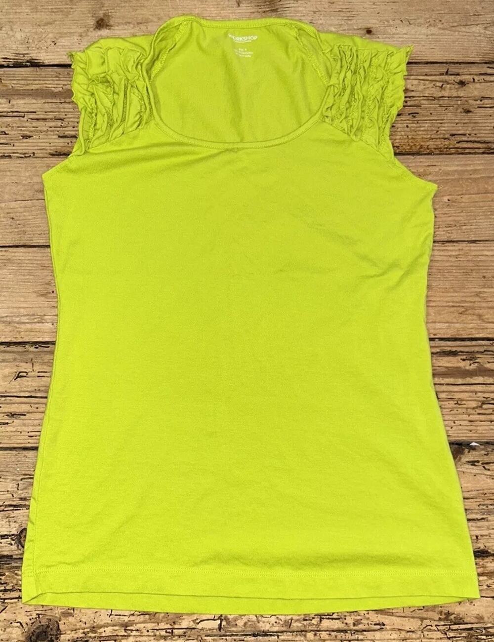 Workshop Republic Clothing Women’s Size S Caladium Lime Fringe Tank Top NWT